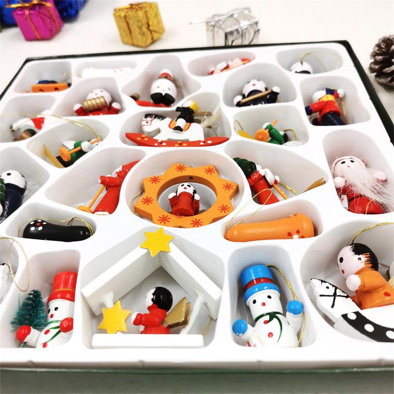Рождественские украшения Рождественский подарочный набор 24 деревянные куклы Кукольные принадлежности Мультяшные куклы