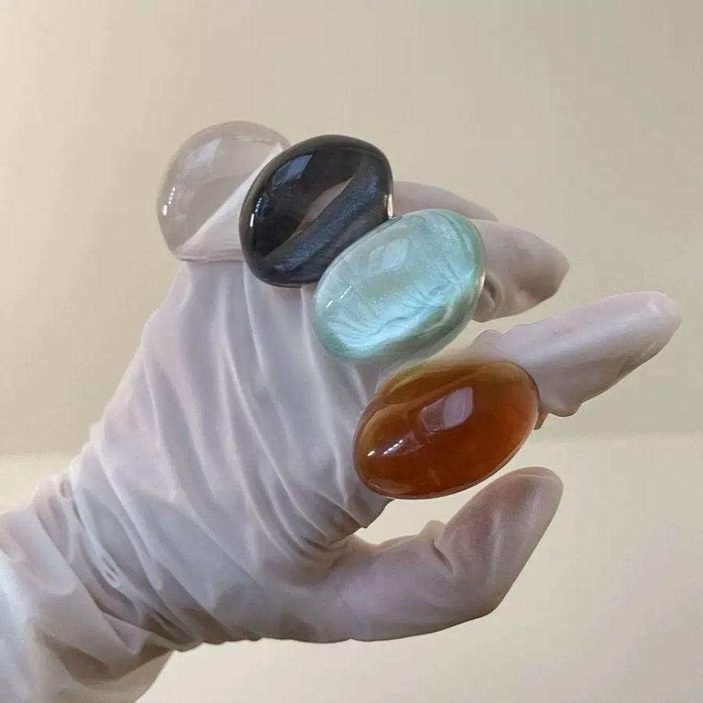 Non-adjustable Resin Ring Geometric Exaggerated Ring Oval Exaggerated Ring Girls Jewelry