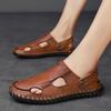 Мужские сандалии 2024 года, летние мужские пляжные туфли из натуральной кожи, новые повседневные шлепанцы, тапочки для мужчин, модные сандалии для отдыха