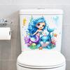 Наклейка на унитаз, Не оставляющая следов, Отрывная, Водонепроницаемая, ПВХ, Самоклеящаяся, С рисунком морской русалки, Для ванной комнаты, с дельфинами, медузами