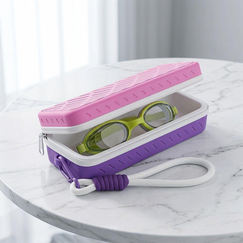 Large Capacity Silicone Swim Goggle Case Perforated Eyeglasses Storage Bag For Gym
