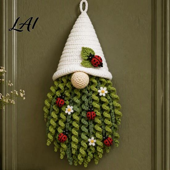 Holiday Theme Crochet Project DIY Gnome Door Hanger Kit 3D Faceless Wall Handmade Dwarf Hanging Decor Craft Set Complete Yarn Starter Kit