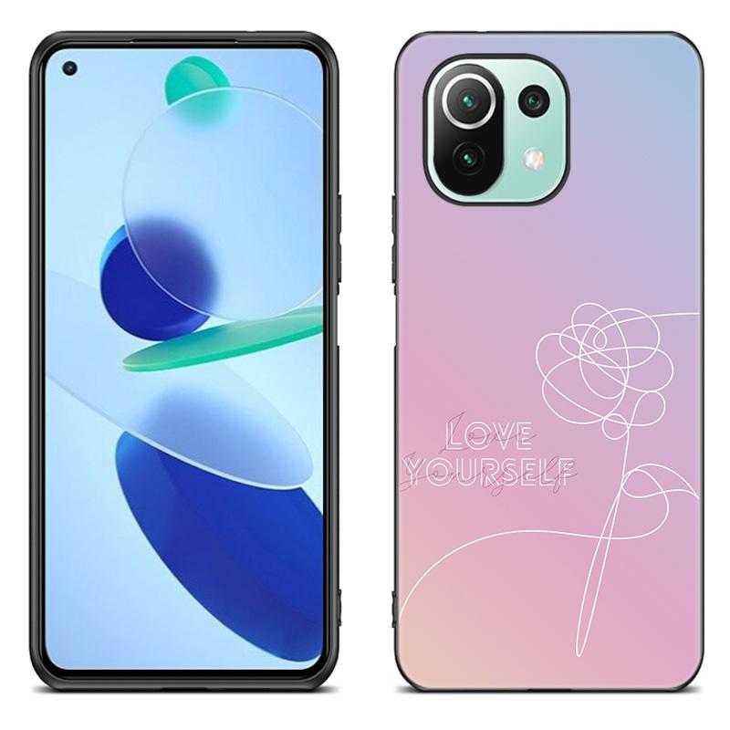 Чехол Love Yourself с цветком для Xiaomi Mi POCO X3 NFC F3 GT M3 11i 11 Ultra 10T Pro A2 11 Lite Redmi K40 K20 7 7A, черный мягкий чехол
