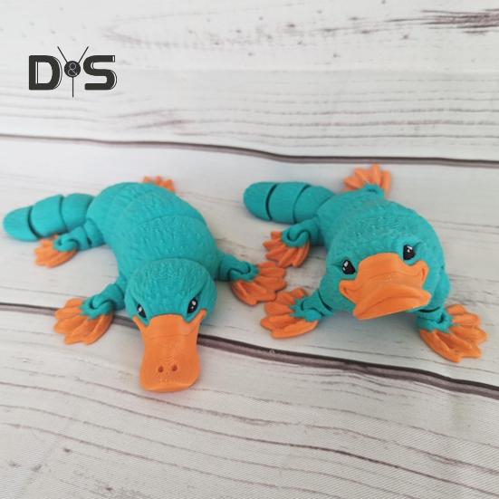 3D Printed Articulated Platypus Figurine Multi-jointed Movable Duckbill Action Figure Animal Fidget Toy Desktop Decoration Kids Adults Gift
