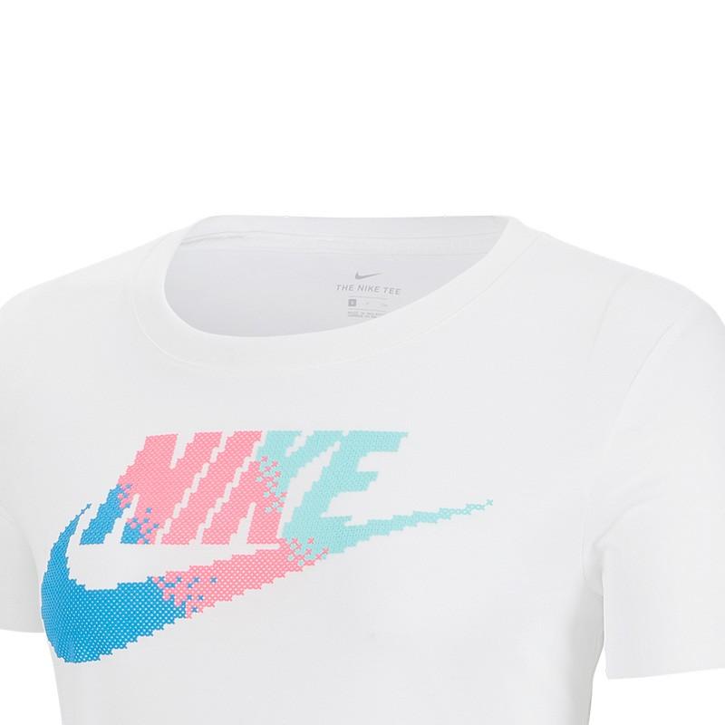 Nike Футболка с коротким рукавом и круглым вырезом с логотипом и буквенным принтом, женские топы белого цвета CQ0961-100