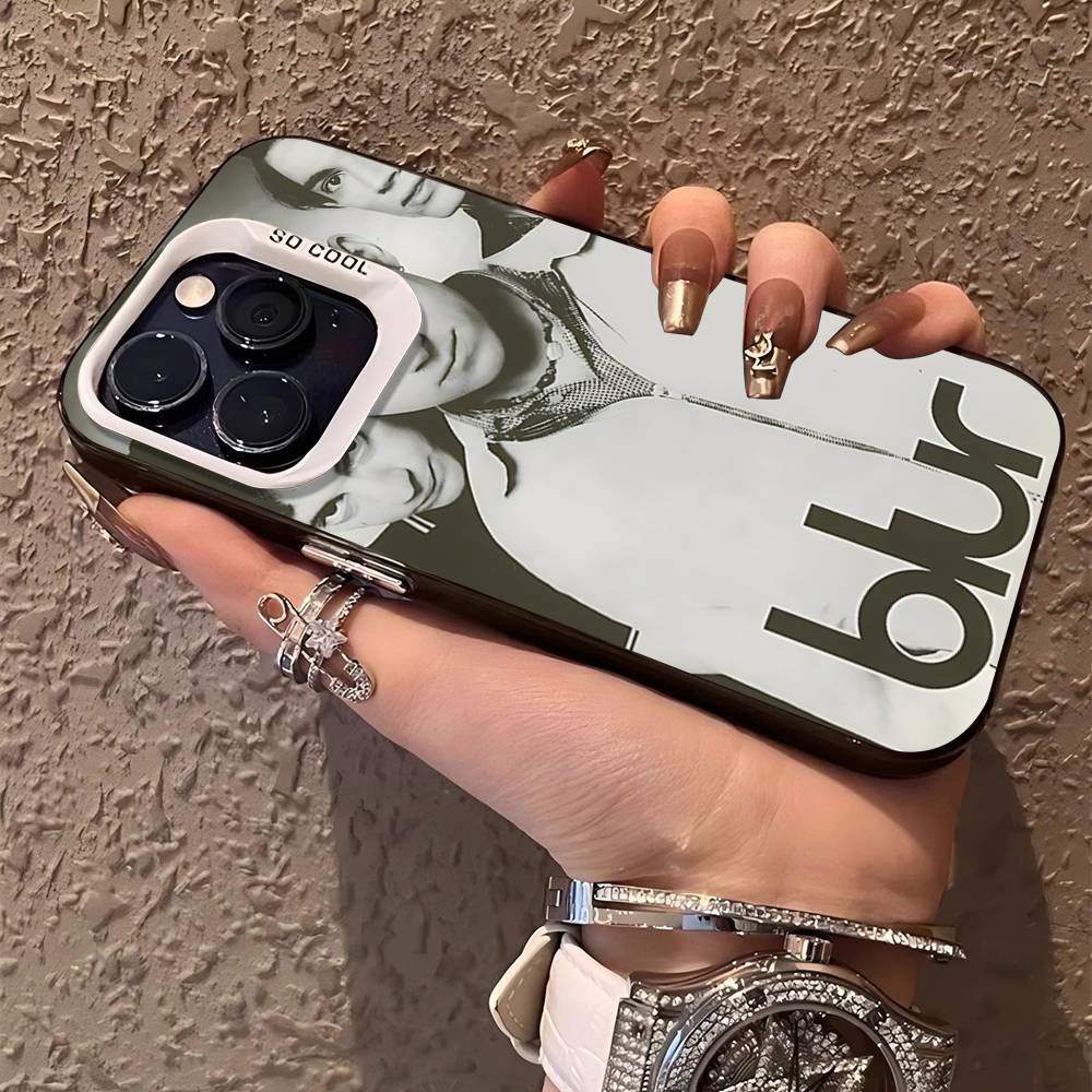 Чехол для телефона с изображением музыкальной группы Rapper B-Blur в винтажном стиле для IPhone 17 16 15 14 11 12 13 Pro Max Pro Plus Цветной серебристый чехол