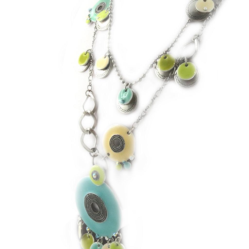 Les Trésors De Lily [E0667] - Дизайнерское колье «Мимозы» зеленого цвета