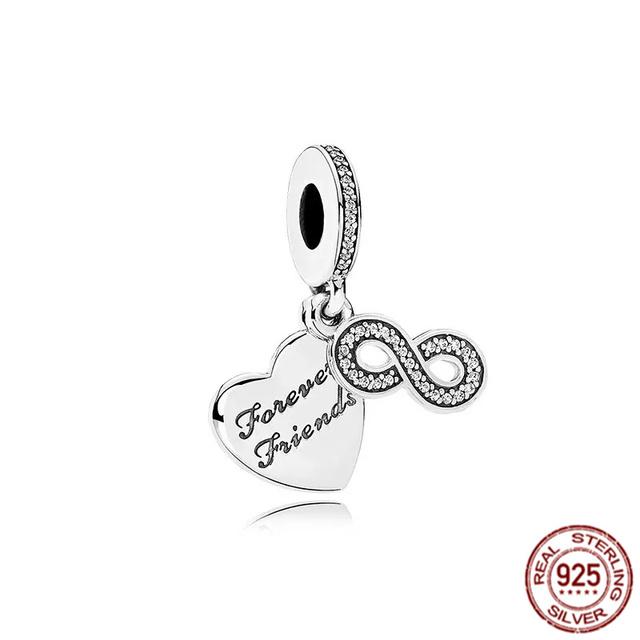 Silver 925 Puzzle Piece Hearts Splittable Friendship Dangle Charm Bead Fit Sweet Fasion Bracelet Necklace Jewelry Gift