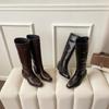 Square Head Thick Heel High Boots Knight Boots Women's Autumn and Winter Thick-soled Thick Legs Thin Wide Tube Boots
