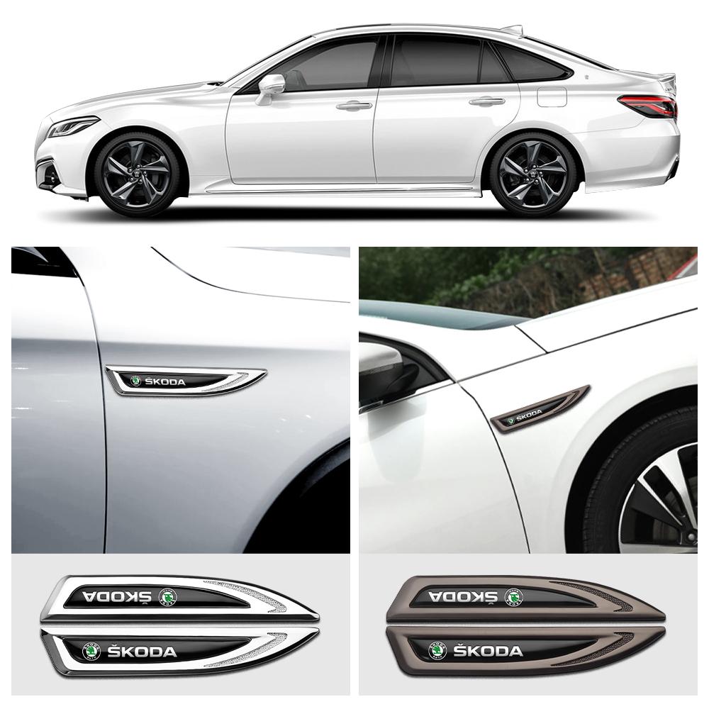 JBIW9 3D Car Metal Blade Sticker Body Door Side Fender Badge Accessories For Skoda Yeti Octavia 2 3 a5 Fabia Kodiaq Rapid Karoq Superb