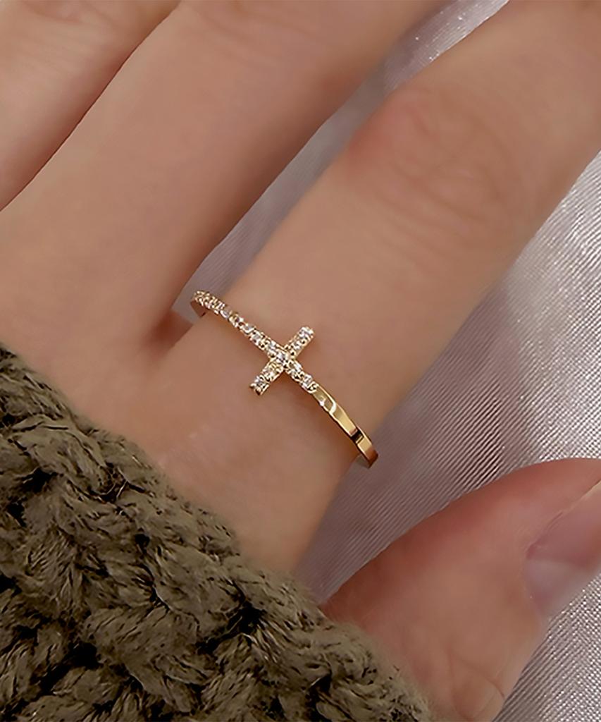 Кольцо Helene Jewelry из серебра 925 пробы с линейным крестом (Тип C)