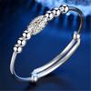 4 Styles Women's Retro Hollow Carved Lucky Transfer Beads Bangle Bracelet Push-Pull Adjustable Ladies Fashion Jewelry