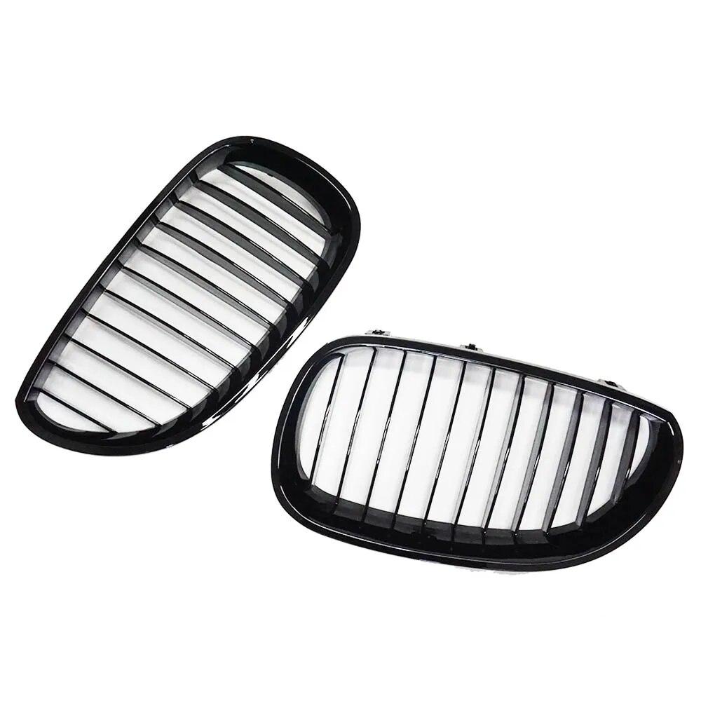 2PCS Front Kidney Racing Grille for BMW E60 E61 M5 Series 2003-2010 Single Line Modification Sport Grilles Hood Grill Car Stying