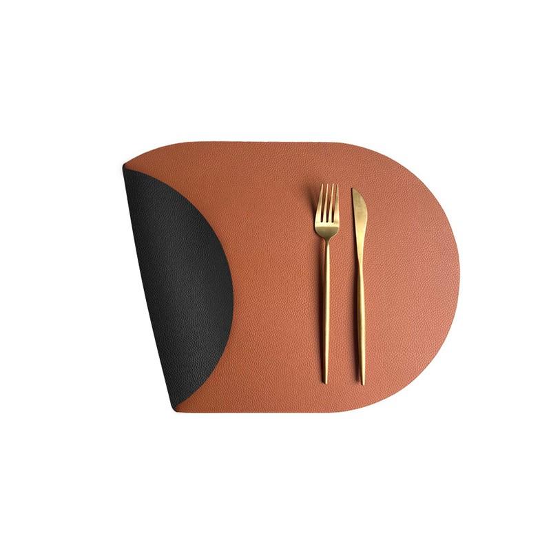 1/2/6PCS Placemat Nordic Elliptical Double-sided Tableware Pad Placemat PU Leather Table Mat Heat Insulation Disc Placemat Pink