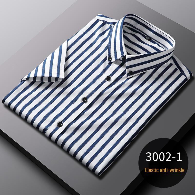 Мужская стрейчевая деловая рубашка: Полосатый с длинным или коротким рукавом, коллекция весна/лето