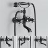 Смеситель для ванны с двумя ручками, ручным душем, настенный, с поворотным изливом, ретро-смеситель для ванны