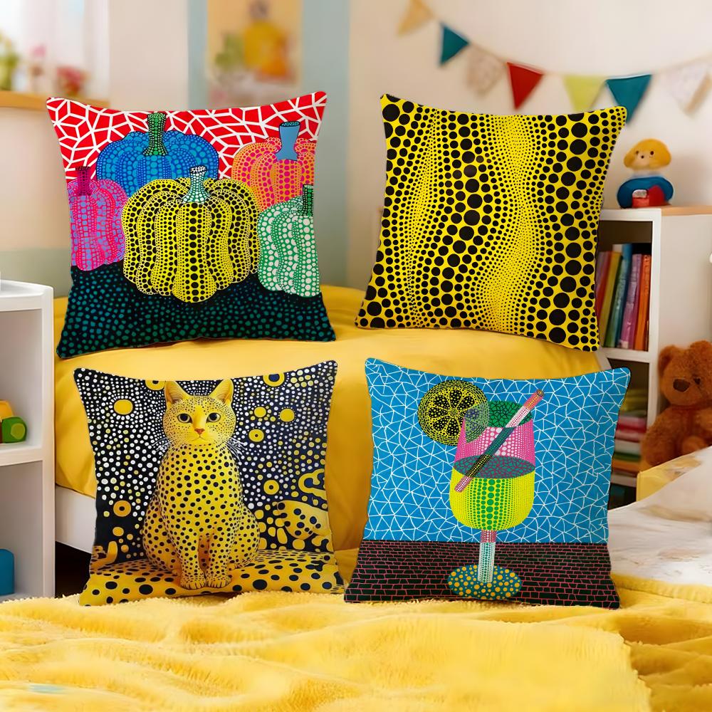 Yayoi Kusama Abstract Art Pumpkin Cushion Cover Premium Soft Pillowcase SkinFriendly MultiPurpose for Home Office Travel