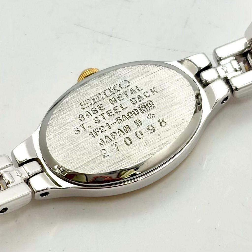 Б/у [Хорошее состояние/новый аккумулятор] SEIKO Seiko женские часы овальные 1F21-5A00 270098