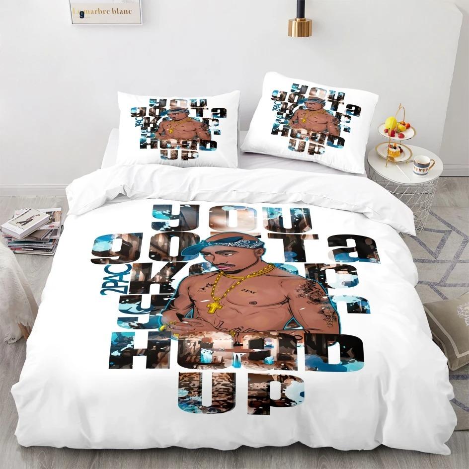 Новый комплект постельного белья Tupac 2 Pac Односпальный Twin Full Queen King Size Tupac 2 Pac Комплект для кровати Взрослые Мальчики Кавайные Комплекты с пододеяльником 3D