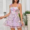 1011 European and American women's fashion three-dimensional flower embroidery hip-wrapped sexy suspender dress