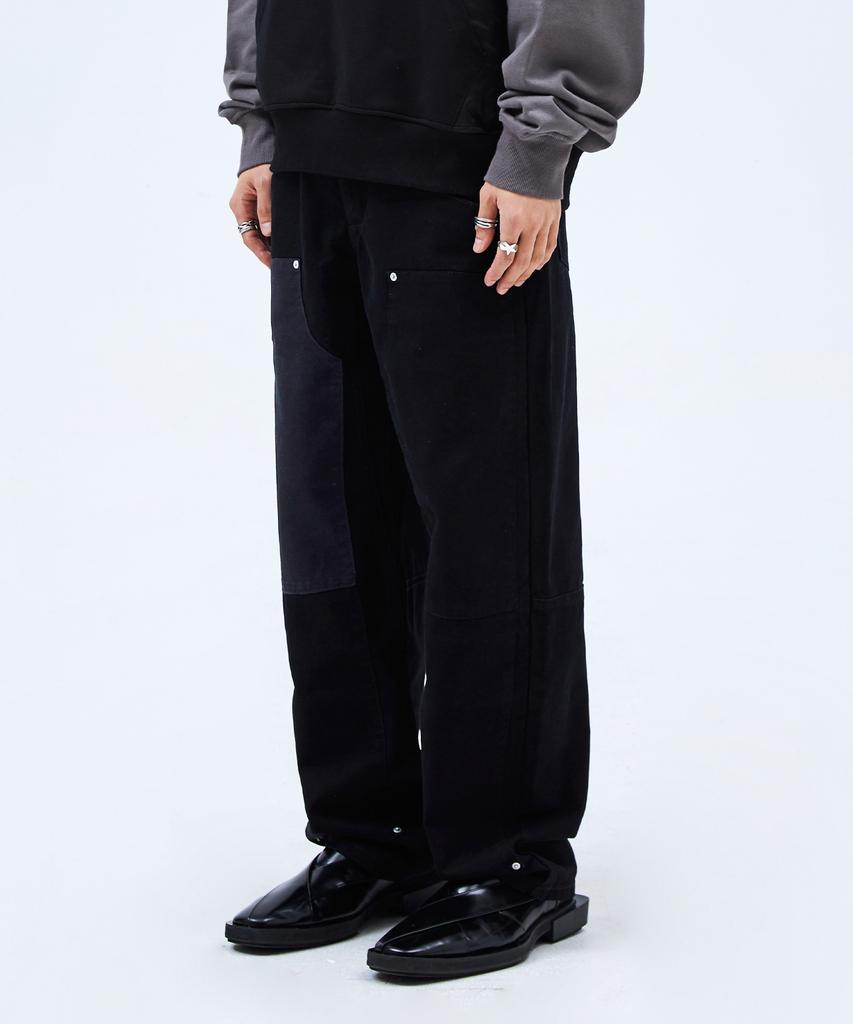 EXPRESSHOLIDAY Contrast Double Knee Pants_Black