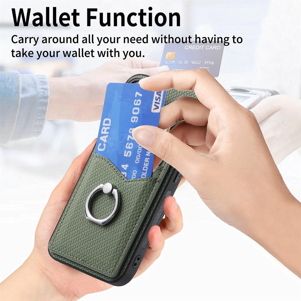 For Samsung Galaxy A34 5G Case with Card Holder Ring Kickstand PU Leather Coated PC+TPU Back Cover