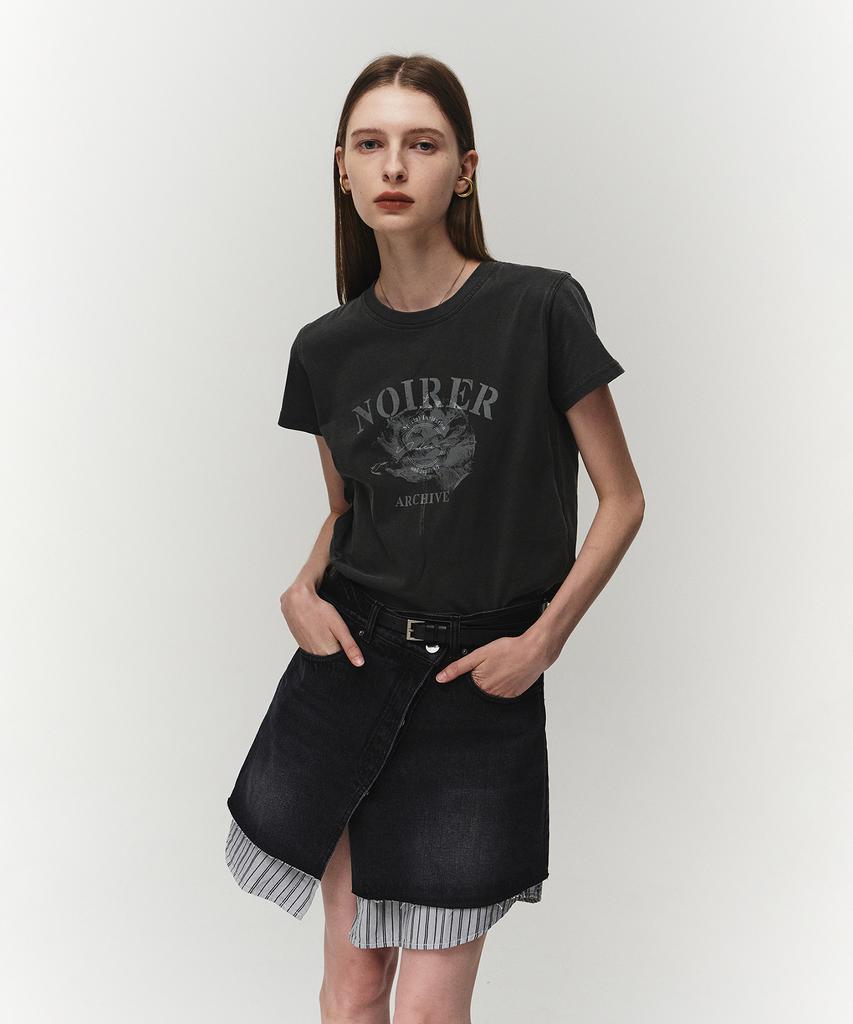 Crop-футболка NOIRER FOR WOMAN с архивным принтом (Серый)