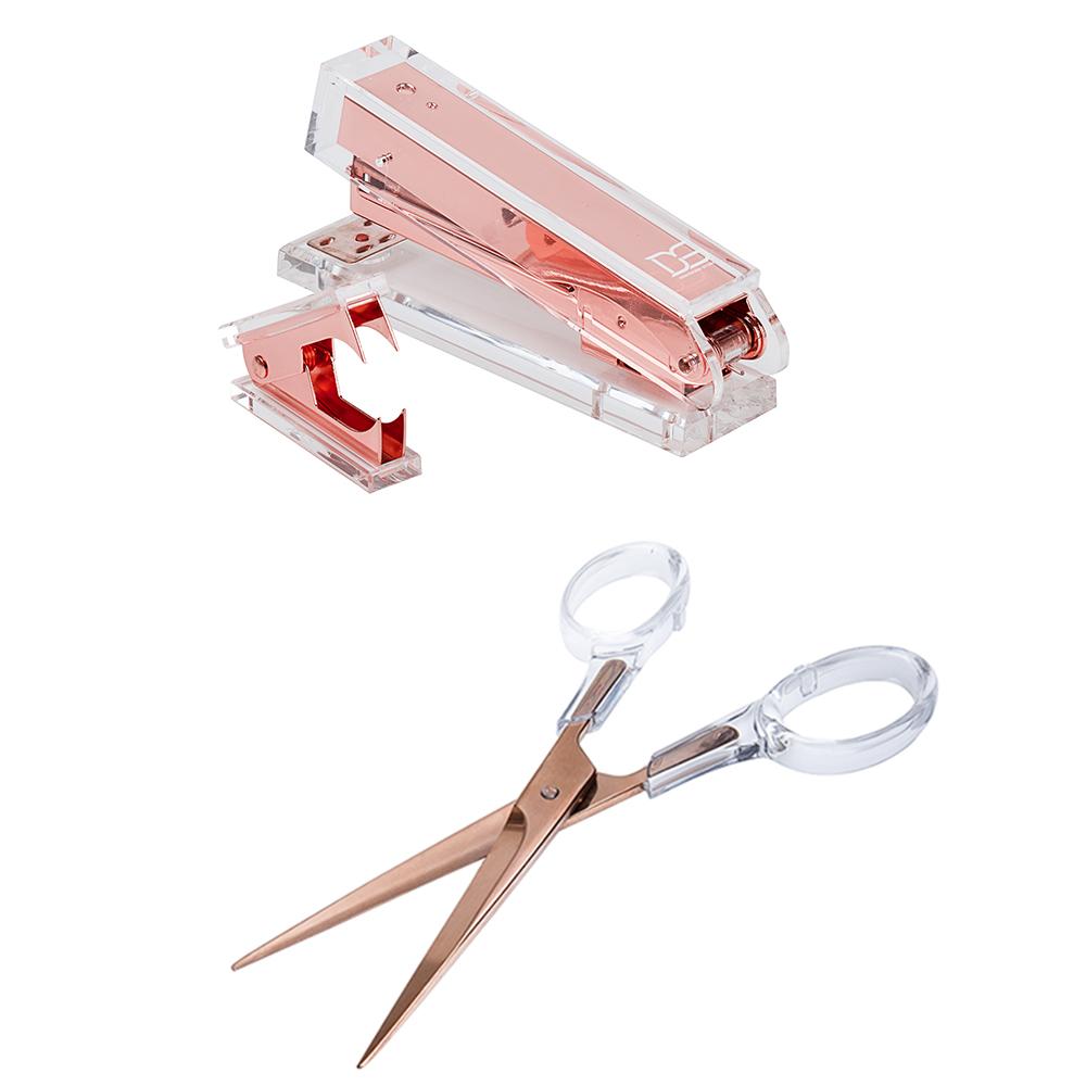 Transparent Acrylic 3-in-1 Set: Stapler + Staple Remover + Scissors Portable Office Desk Organizer Home School Supplies