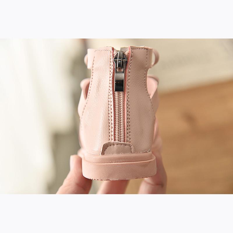 Leather Girls Sandals Real Leather Children Roman Sandals Bow Female Boots Kids Gladiator Sandals