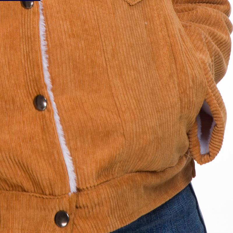 Вельветовая милая верхняя одежда, зимние толстые пальто на подкладке из искусственного меха, парки, женские однотонные куртки-бомберы для девочек