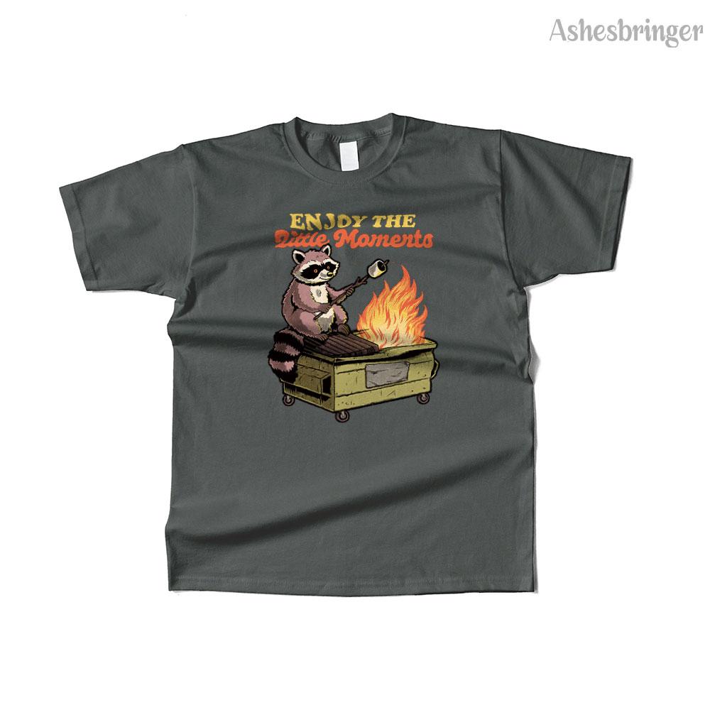 Unisexs Cotton Raccoon Dumpster Fire Graphic Funny T Shirt Street Casual Style Tee for Unisex and Women