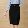 Женская профессиональная черная юбка-карандаш с разрезом