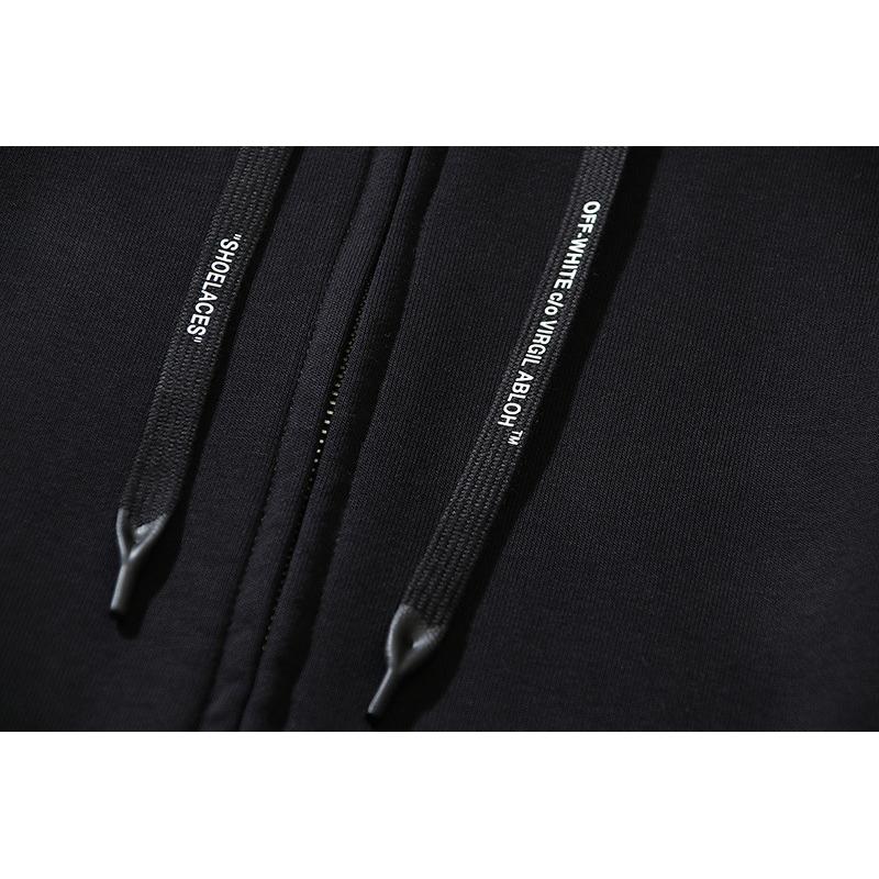 1302 Off-White 2025 Autumn/Winter New OW Hollow Graffiti Arrow Pattern Printed Men's and Women's Zipper Hoodie