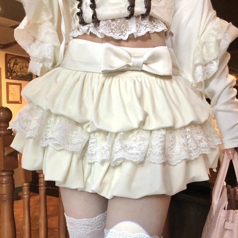 Кружевная пикантная плиссированная мини-юбка для девочек, женская юбка-трапеция, осень-зима, кавайная, милая праздничная юбка в стиле Харадзюку, корейская мода, повседневная юбка