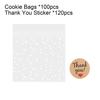 100 шт. прозрачных самозапечатывающихся целлофановых пакетов для печенья с 120 шт. наклеек со словами благодарности, многоразовые пакеты для сладостей, десертов, выпечки