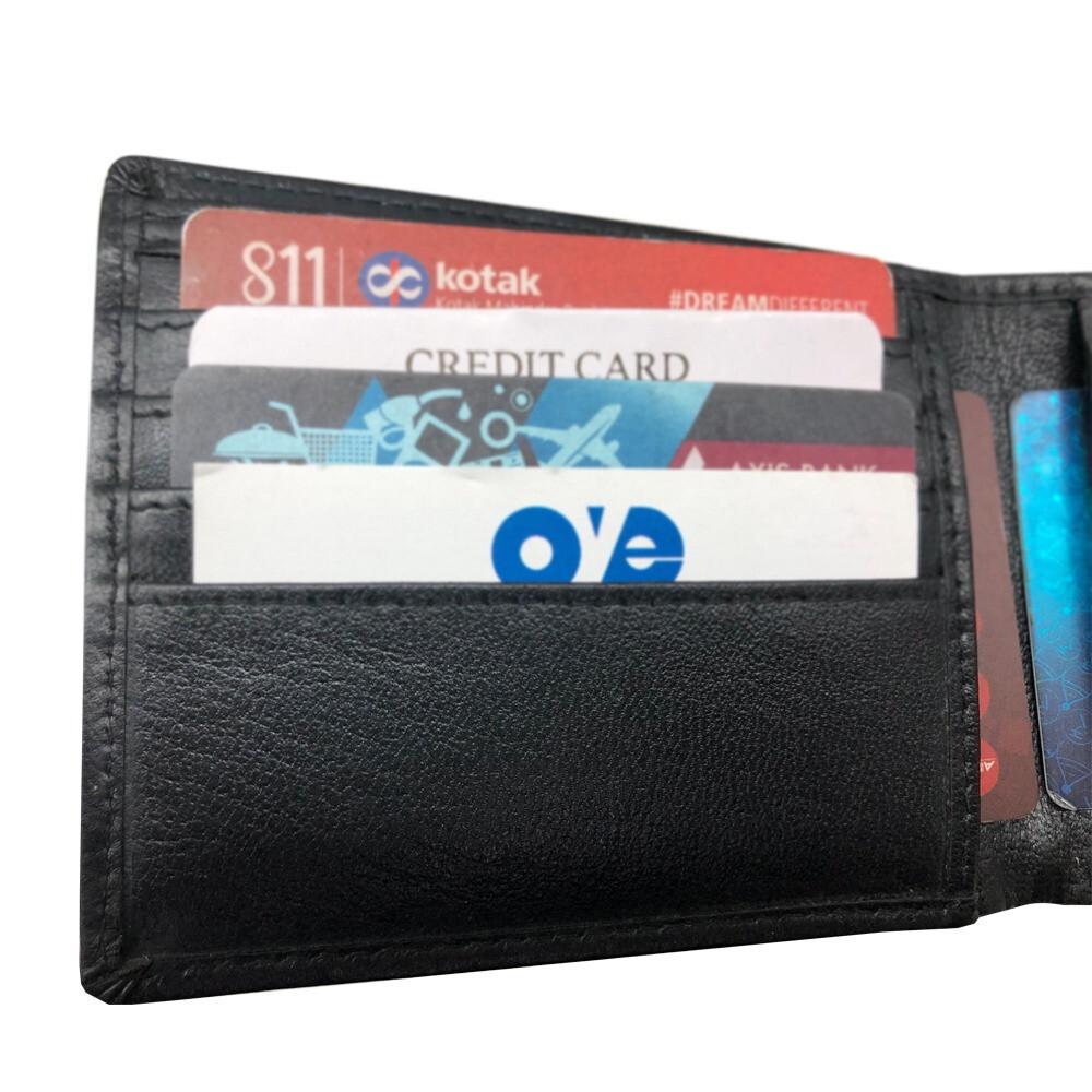 RSINC Slim Thin Leather Handmade Credit,Cash Wallet Holder Bifold | Black Three. B0DS13LWFP