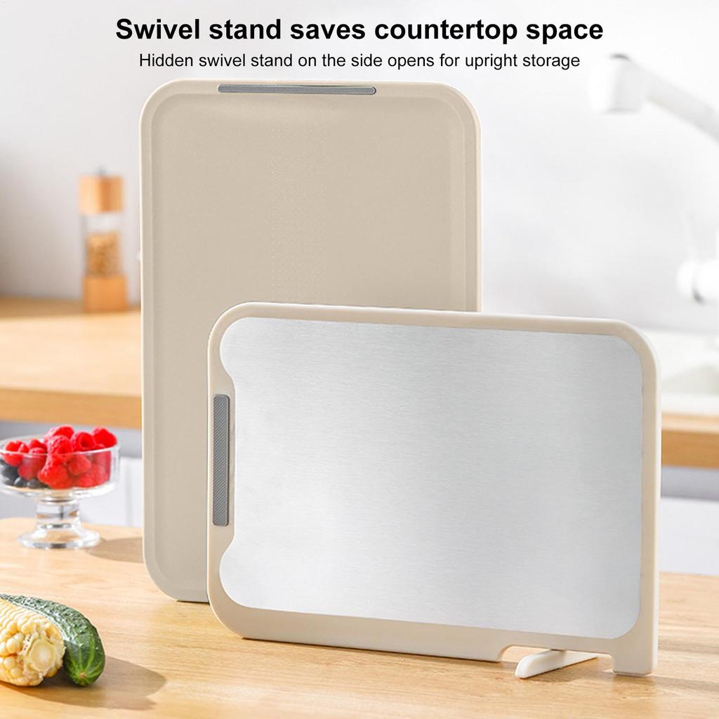 Разделочная доска двусторонняя из нержавеющей стали разделочная доска для кухни пищевой ПП нескользящая легко моющаяся для нарезки быстрой разморозки