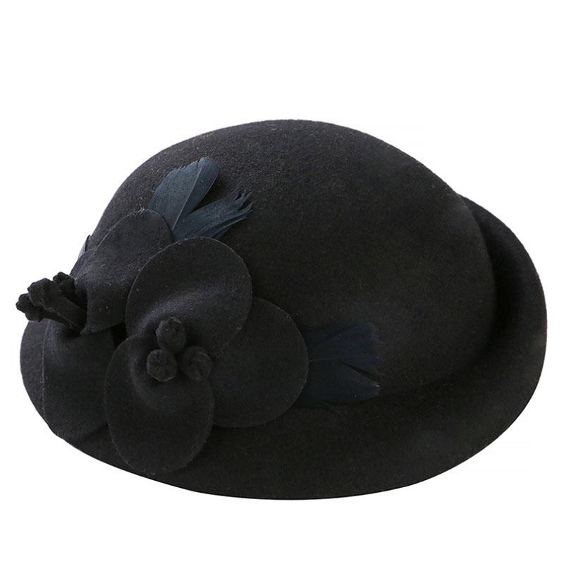 2017 Winter Beret Hat For Women's 100%Real Wool Beret Hat Fashion Female Beanie Cap Brand Flower French Trilby Soft Church Hat