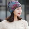 Soft Winter Fashion Warmer Soft Print Flower Neck Warm Women Hat Bib Hats Velvet Bonnet Beanie