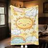 1pc sunflower cloud Outdoor Flannel Blanket Soft Warm All-Season Throw for Sofa Bed Car Camping Office, Cozy Gift Idea1164S