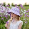 Хлопковая панама от солнца с защитой от УФ-лучей для девочек, фиолетовая [JAN & JUL] Шляпа, Складная, Защита 50+UPF, Для малышей/детей (M 6-24 месяцев, Дейзи)