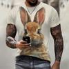 Мужская футболка с принтом 3D Кролик Принт Футболки Топы Модные мужские футболки с рисунком животных Футболка свободного покроя Уличная мода с круглым вырезом