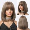 Medium Length Straight Synthetic Wigs for Women Blond Brown Bob Wigs with Bangs Daily Cosplay Heat Resistant Wigs