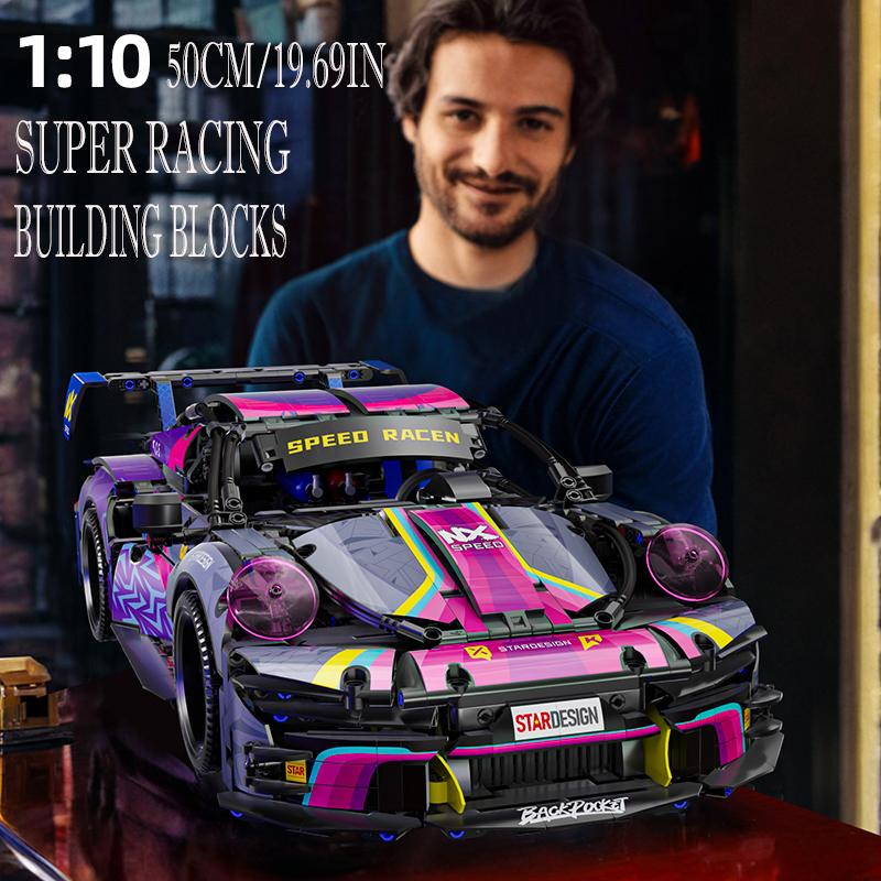 Набор строительных блоков RSR Racing Car из 1700 деталей, Техническая модель спортивного автомобиля, Игрушка, Подарок для коллекционеров DIY для взрослых/подростков/детей/мальчиков/девочек