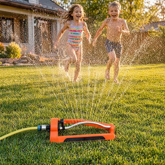 Lawn Sprinkler with Weighted Base 17 Anti-Clog Nozzles Adjustable Water Spray