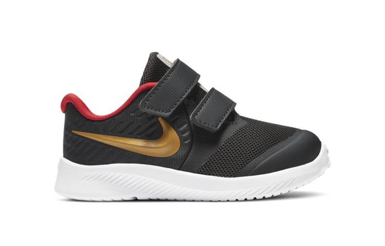 Nike Star Runner 2 Износостойкие Низкие Детские Кроссовки Черно-Золотисто-Красные Для Младенцев и Малышей AT1803-010