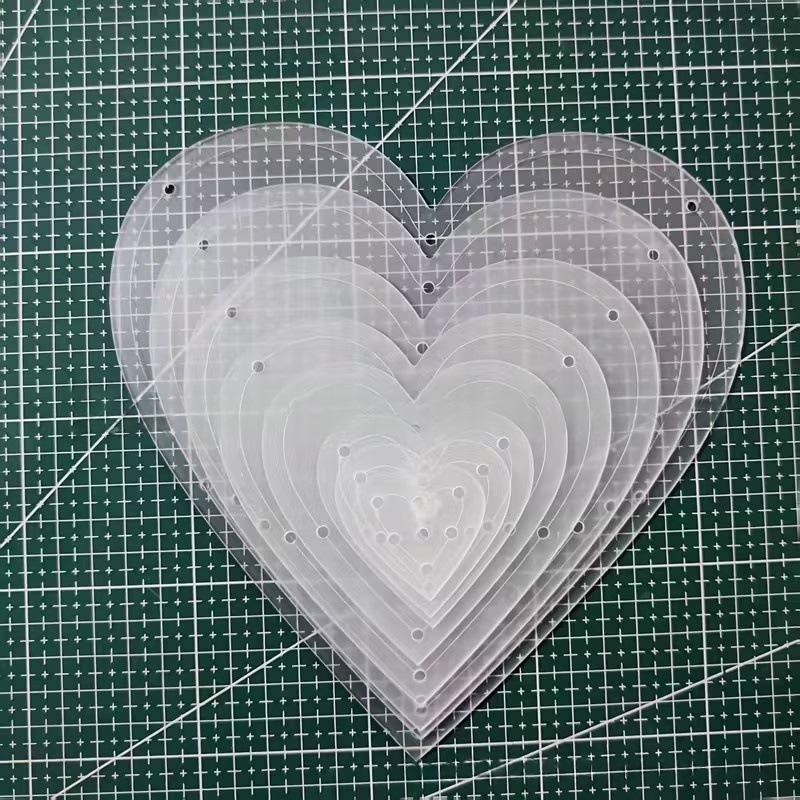 8Pcs Heart Shaped Sewing Template Multi Size Quilting Stencils Acrylic Quilting Patterns Templates Heart Shaped Fabric Stencil