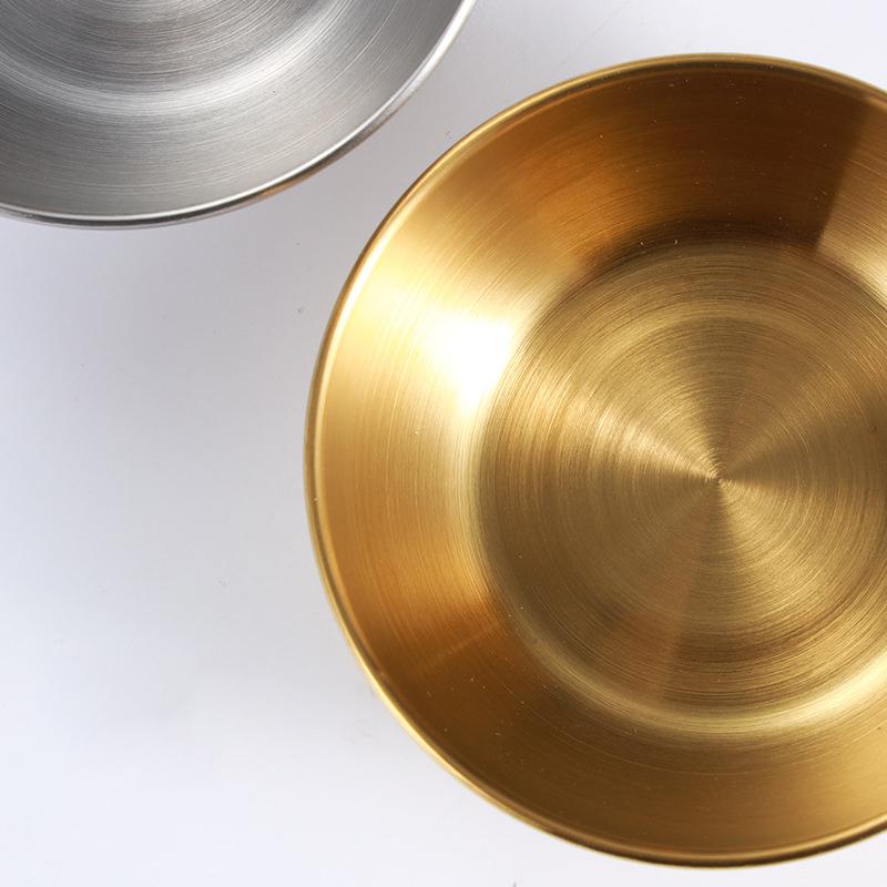 Stainless Steel Round Small Plate Gold Sauce Seasoning Plate Household Restaurant Kitchen Soy Sauce Plate Dipping Sauce Plate