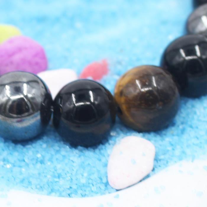 Bracelet - UEUC - Tiger's Eye - Hematite - Black Obsidian - 10 Mm