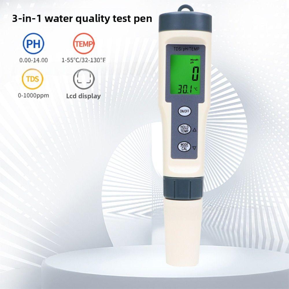 Backlit Display Water Quality Test Pen Multi-Parameter PH Meter Water Testing